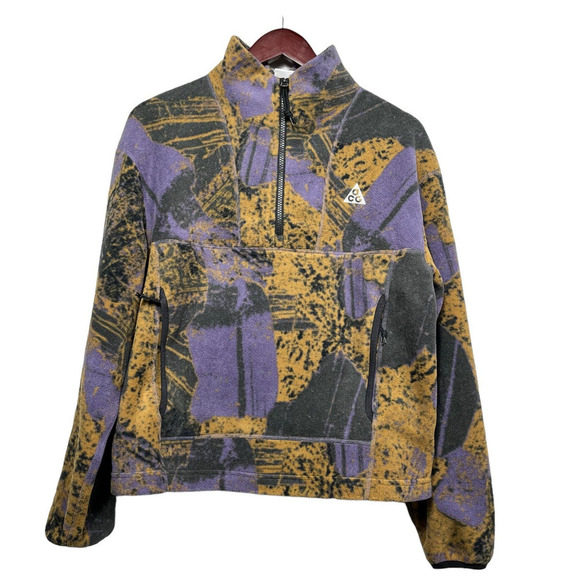 Nike Therma-Fit ACG Wolf Tree Women’s 1/2-Zip Allover Print Top / S-Small P - Picture 1 of 16